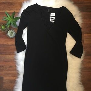 Forever 21 black lace up dress